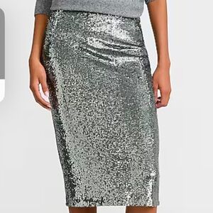 NWT - Express Black and Silver Sequin Pencil Skirt